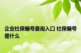 企业社保编号查询入口 社保编号是什么