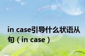 in case引导什么状语从句（in case）