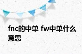 fnc的中单 fw中单什么意思