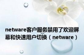 netware客户服务禁用了欢迎屏幕和快速用户切换（netware）