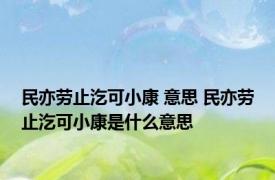 民亦劳止汔可小康 意思 民亦劳止汔可小康是什么意思