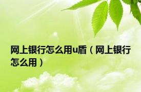 网上银行怎么用u盾（网上银行怎么用）