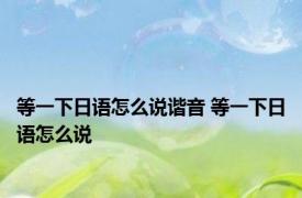 等一下日语怎么说谐音 等一下日语怎么说