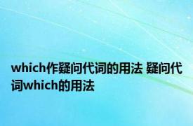 which作疑问代词的用法 疑问代词which的用法