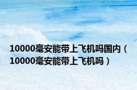 10000毫安能带上飞机吗国内（10000毫安能带上飞机吗）