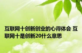 互联网十创新创业的心得体会 互联网十是创新20什么意思