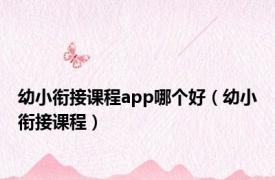 幼小衔接课程app哪个好（幼小衔接课程）