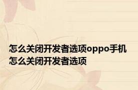 怎么关闭开发者选项oppo手机 怎么关闭开发者选项