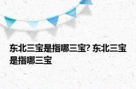 东北三宝是指哪三宝? 东北三宝是指哪三宝