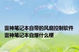 雷神笔记本自带的风扇控制软件 雷神笔记本自爆什么梗