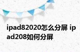 ipad82020怎么分屏 ipad208如何分屏