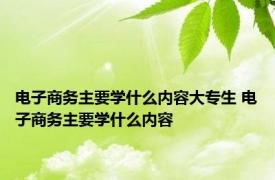 电子商务主要学什么内容大专生 电子商务主要学什么内容