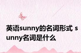 英语sunny的名词形式 sunny名词是什么