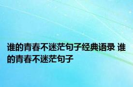 谁的青春不迷茫句子经典语录 谁的青春不迷茫句子