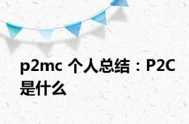 p2mc 个人总结：P2C是什么