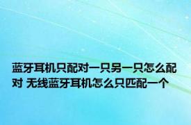 蓝牙耳机只配对一只另一只怎么配对 无线蓝牙耳机怎么只匹配一个