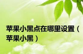 苹果小黑点在哪里设置（苹果小黑）