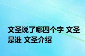 文圣说了哪四个字 文圣是谁 文圣介绍