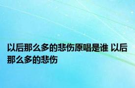 以后那么多的悲伤原唱是谁 以后那么多的悲伤 