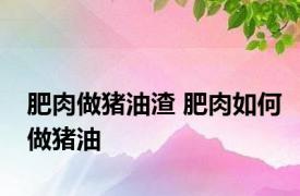 肥肉做猪油渣 肥肉如何做猪油