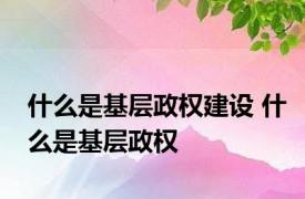 什么是基层政权建设 什么是基层政权