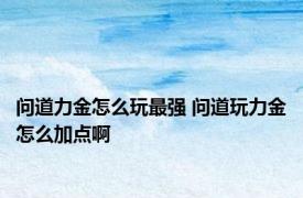 问道力金怎么玩最强 问道玩力金怎么加点啊