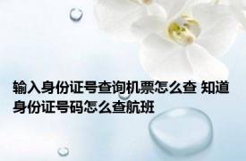 输入身份证号查询机票怎么查 知道身份证号码怎么查航班