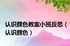 认识颜色教案小班反思（认识颜色）