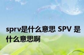 sprv是什么意思 SPV 是什么意思啊