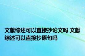 文献综述可以直接抄论文吗 文献综述可以直接抄原句吗