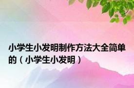 小学生小发明制作方法大全简单的（小学生小发明）