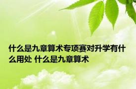 什么是九章算术专项赛对升学有什么用处 什么是九章算术