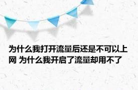 为什么我打开流量后还是不可以上网 为什么我开启了流量却用不了