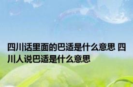 四川话里面的巴适是什么意思 四川人说巴适是什么意思