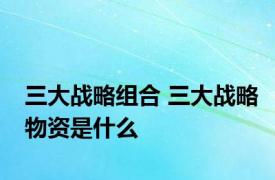 三大战略组合 三大战略物资是什么