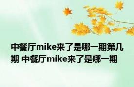 中餐厅mike来了是哪一期第几期 中餐厅mike来了是哪一期