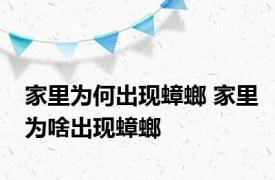 家里为何出现蟑螂 家里为啥出现蟑螂