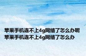 苹果手机连不上4g网络了怎么办呢 苹果手机连不上4g网络了怎么办