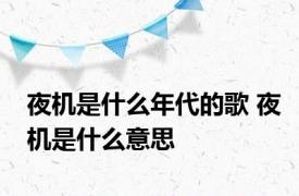 夜机是什么年代的歌 夜机是什么意思