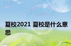 夏校2021 夏校是什么意思