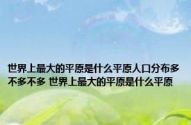 世界上最大的平原是什么平原人口分布多不多不多 世界上最大的平原是什么平原