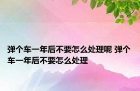 弹个车一年后不要怎么处理呢 弹个车一年后不要怎么处理