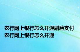 农行网上银行怎么开通刷脸支付 农行网上银行怎么开通