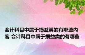 会计科目中属于损益类的有哪些内容 会计科目中属于损益类的有哪些