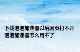 下载泡泡加速器以后网页打不开 泡泡加速器怎么用不了