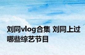 刘同vlog合集 刘同上过哪些综艺节目