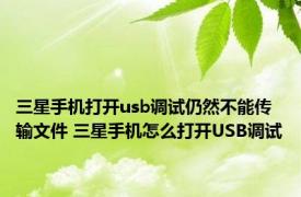 三星手机打开usb调试仍然不能传输文件 三星手机怎么打开USB调试