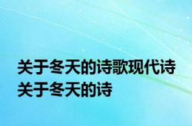 关于冬天的诗歌现代诗 关于冬天的诗