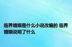 临界婚姻是什么小说改编的 临界婚姻说明了什么