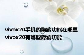 vivox20手机的隐藏功能在哪里 vivox20有哪些隐藏功能